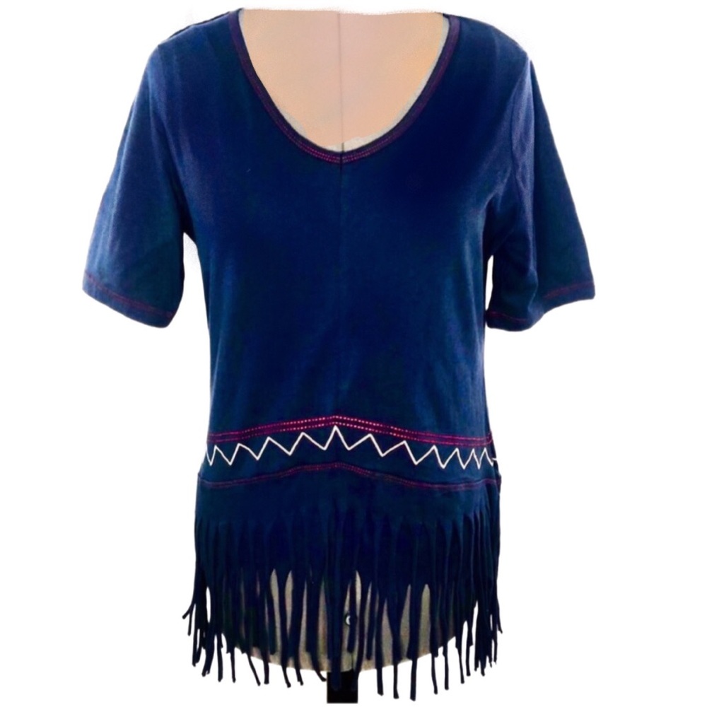 Cruel Womens Navy Heavy Weight Cotton V Neck Tee Size M